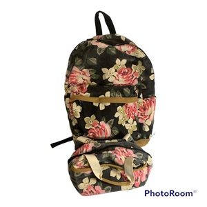 Ella and Elly Backpack and Lunch Bag Floral PreOwned